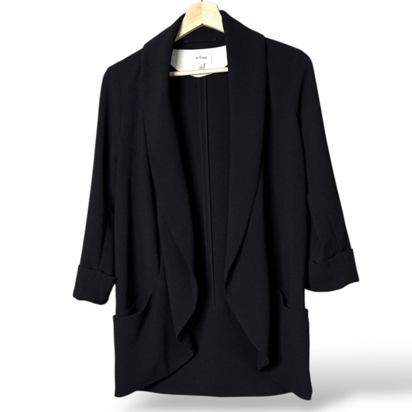 ARITZIA Wilfred Black Chevalier Blazer Open Front Unstructured 3/4 Sleeves Sz 4 - Picture 3 of 10